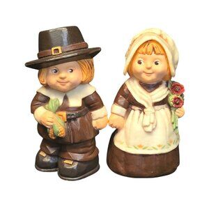 Vintage Hallmark Thanksgiving Pilgrim Salt & Pepper Shakers in Original Box